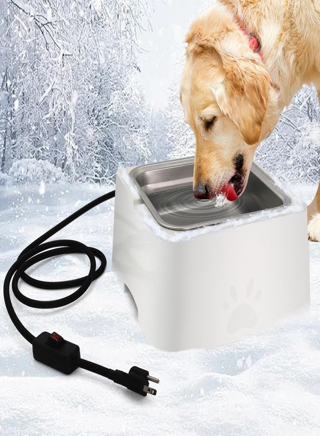APlayfulBee Heated Water Bowl for Dog & Cat, 3.2L Outdoor Animal Heated Waterer Bowl with Removable Stainless Bowls, for Dogs, Cats, Chickens, Rabbit, Birds, Provide Non Freezing Water (White, Large) - Image 1